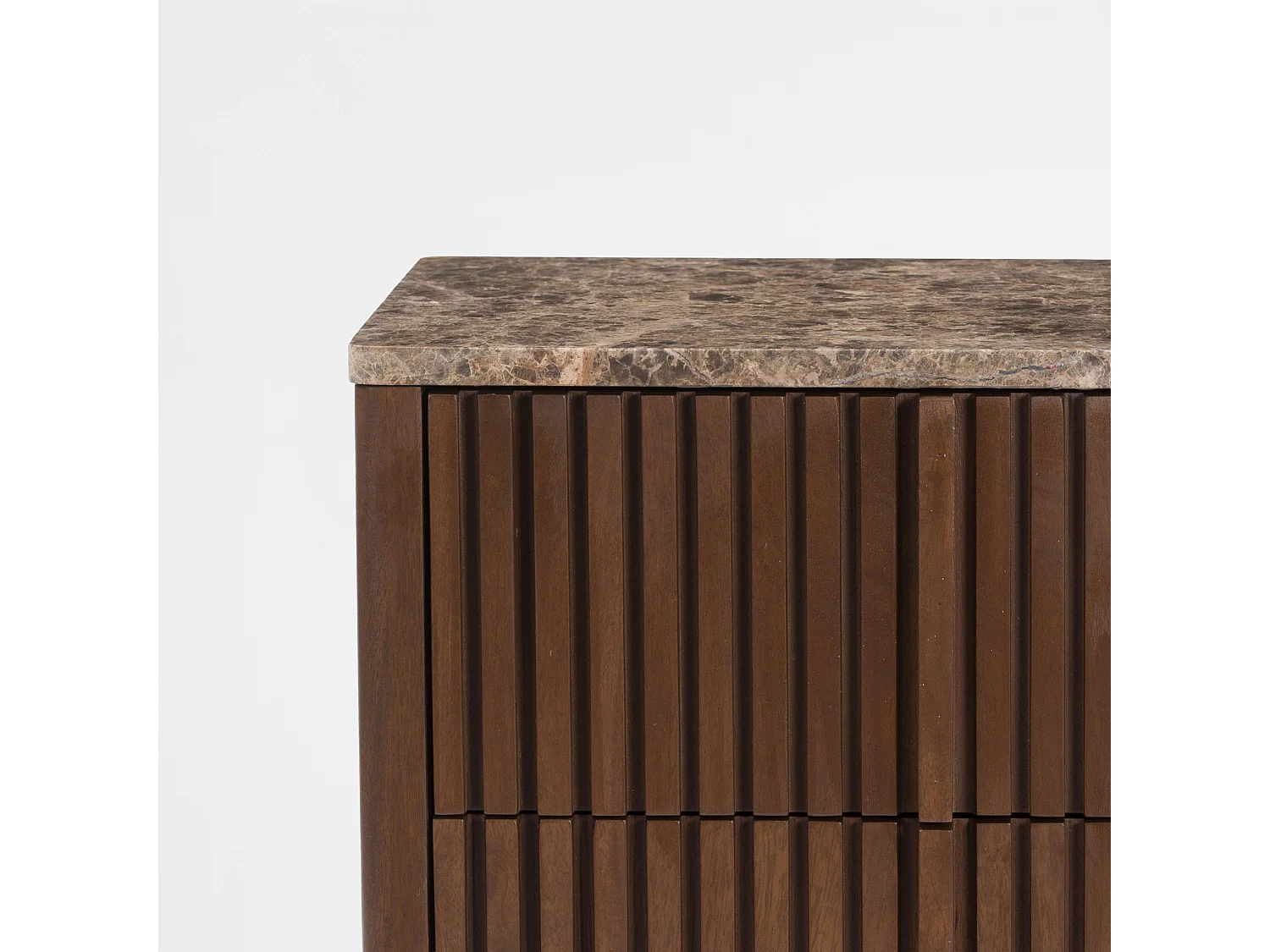 Table de chevet en bois de manguier et plateau en marbre - Flavio