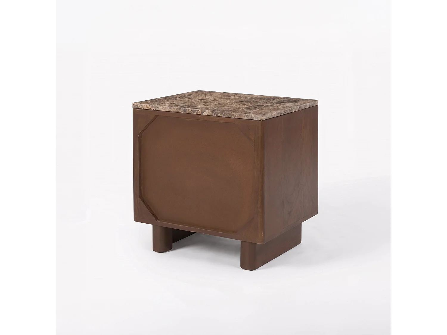 Table de chevet en bois de manguier et plateau en marbre - Flavio