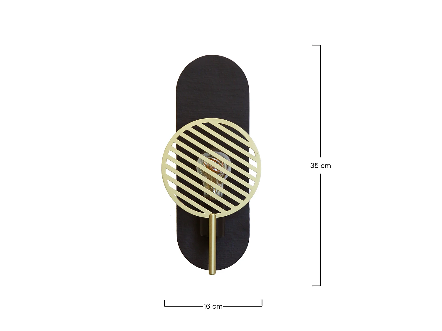 Schwarze und goldene Metall-Wandleuchte - Totem