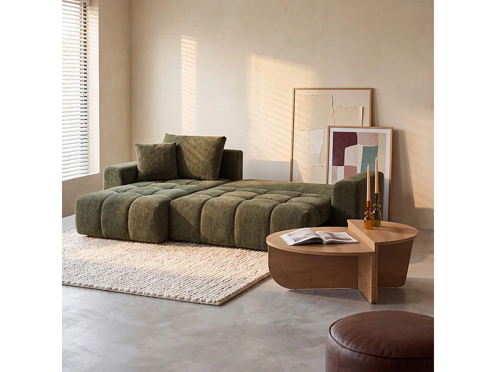 Giovano - Canapé d'angle réversible convertible 4 places en tissu - Vert