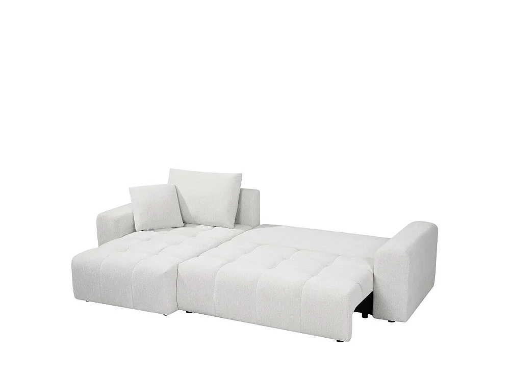 Giovano - Canapé d'angle réversible convertible 4 places en tissu - Écru chiné