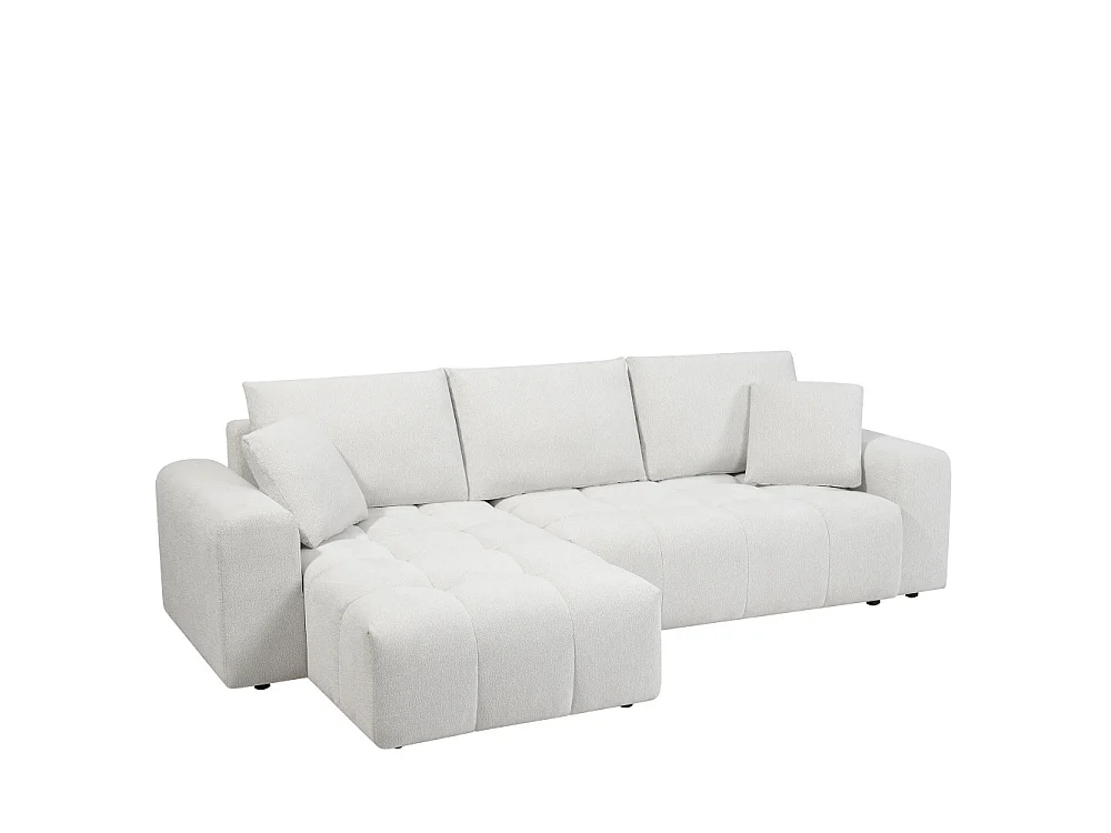 Giovano - Canapé d'angle réversible convertible 4 places en tissu - Écru chiné