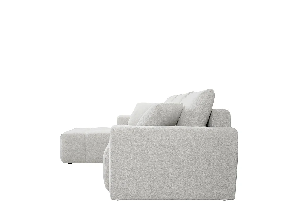 Giovano - Canapé d'angle réversible convertible 4 places en tissu - Écru chiné