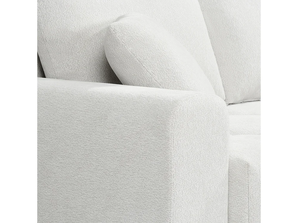 Giovano - Canapé d'angle réversible convertible 4 places en tissu - Écru chiné