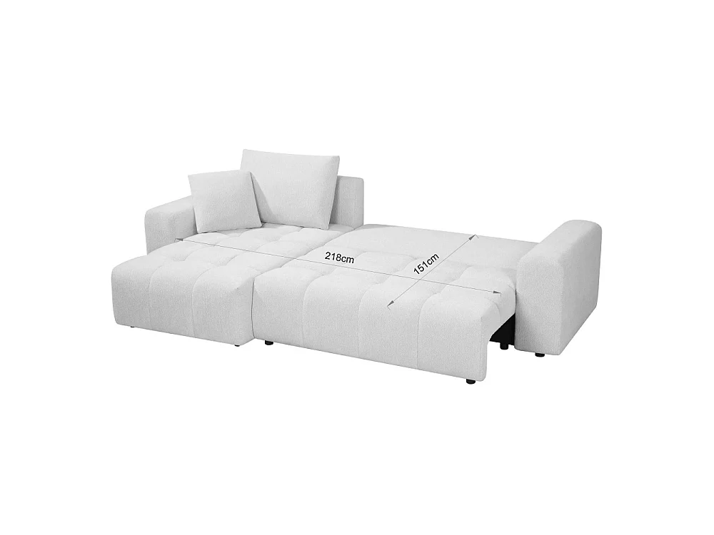 Giovano - Canapé d'angle réversible convertible 4 places en tissu - Écru chiné