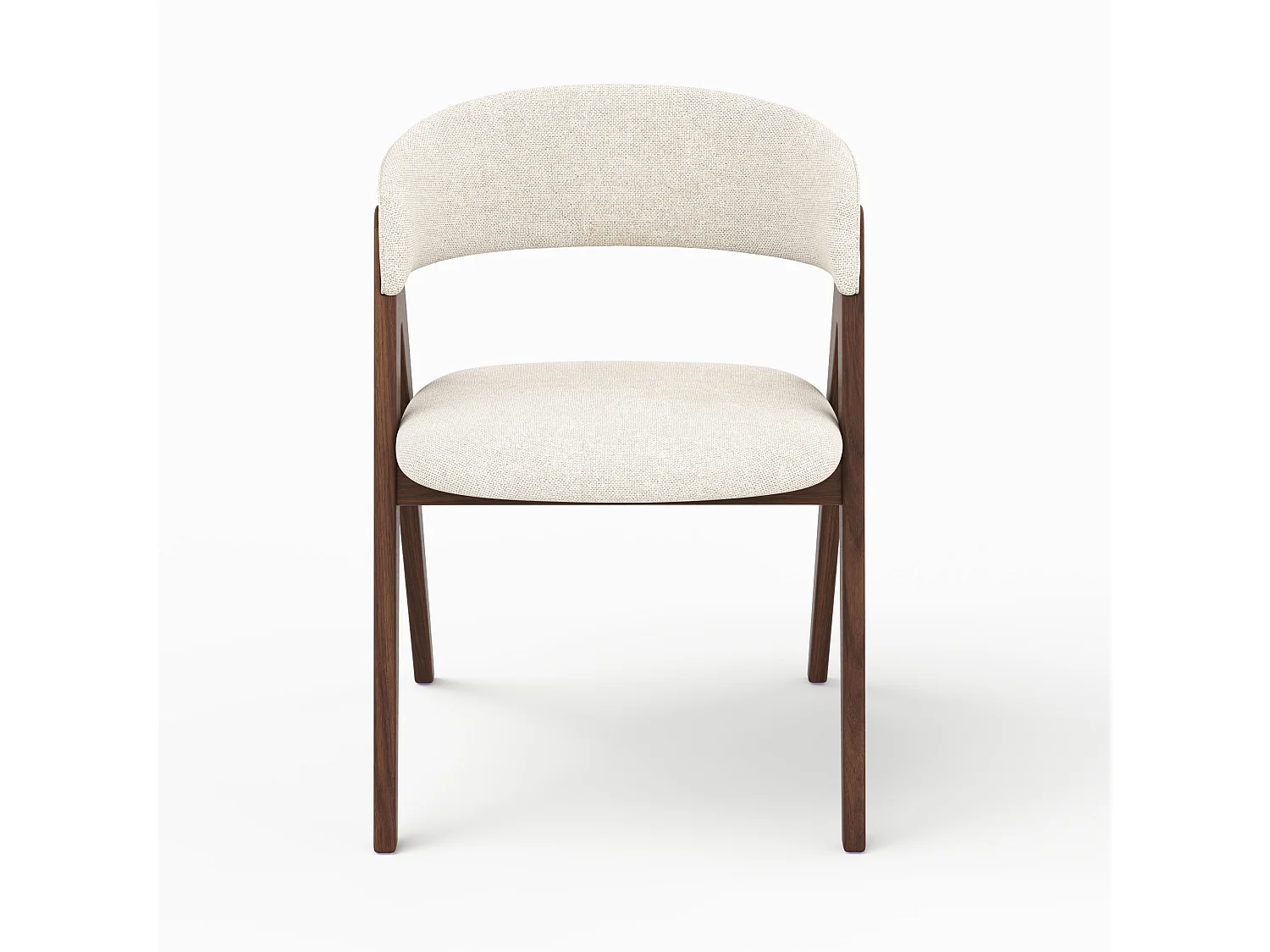 Silla de madera oscura y tela beige claro - Isis