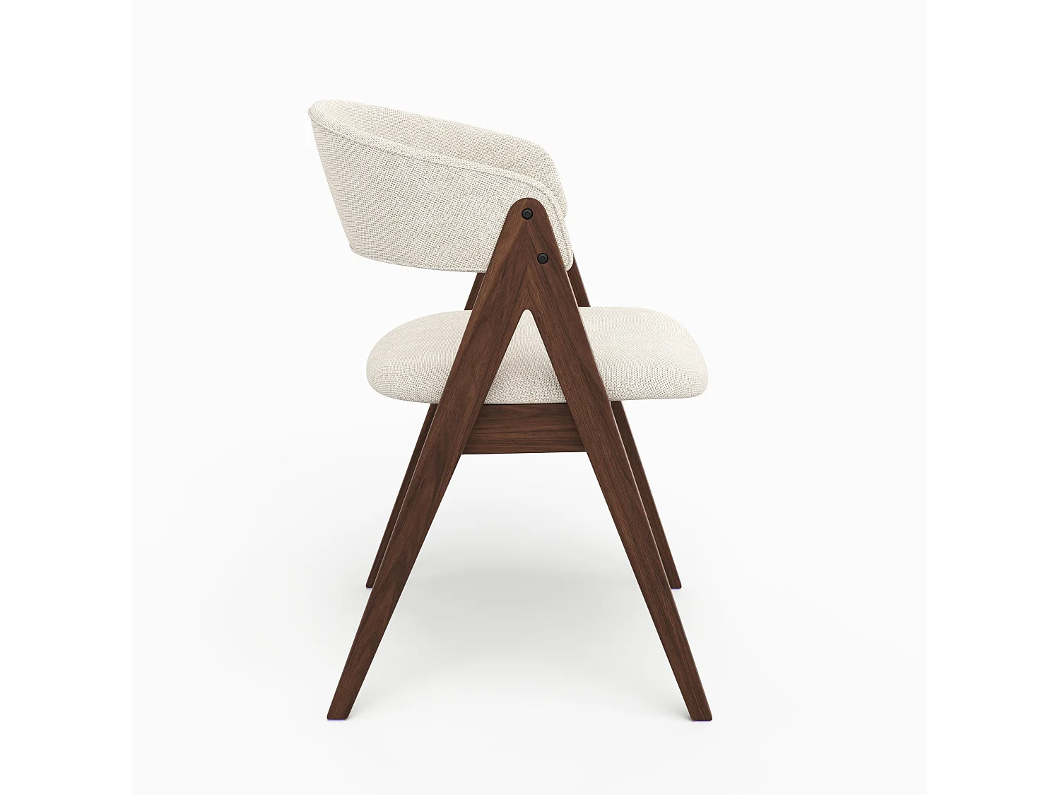 Silla de madera oscura y tela beige claro - Isis