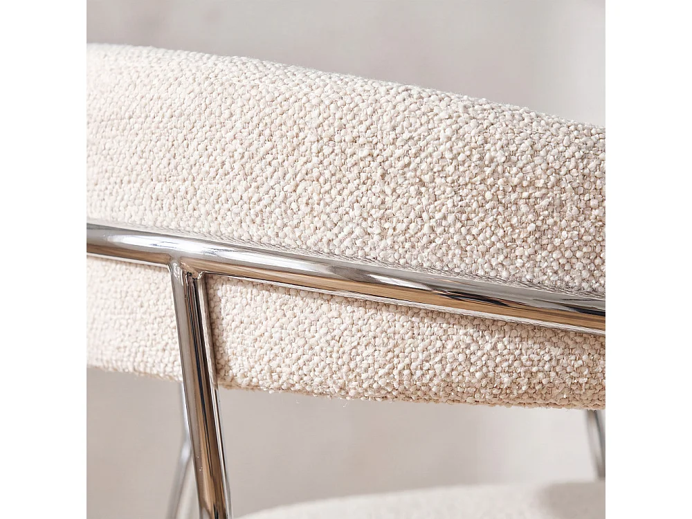 Celesty - Lot de 2 fauteuils de table en tissu pieds chrome - Beige