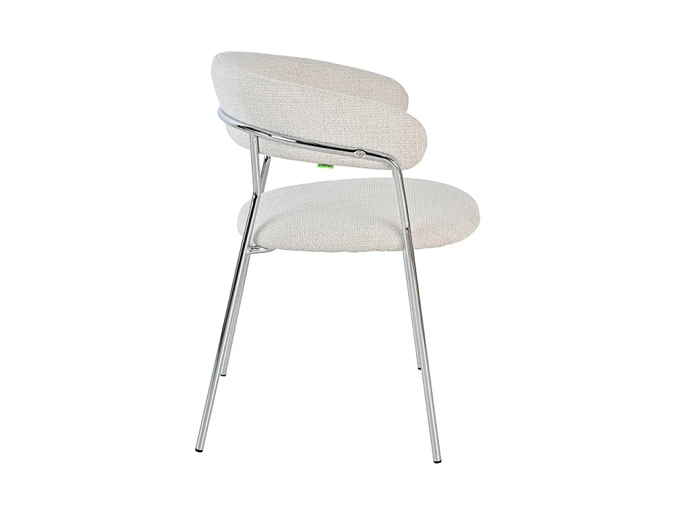 Celesty - Lot de 2 fauteuils de table en tissu pieds chrome - Beige