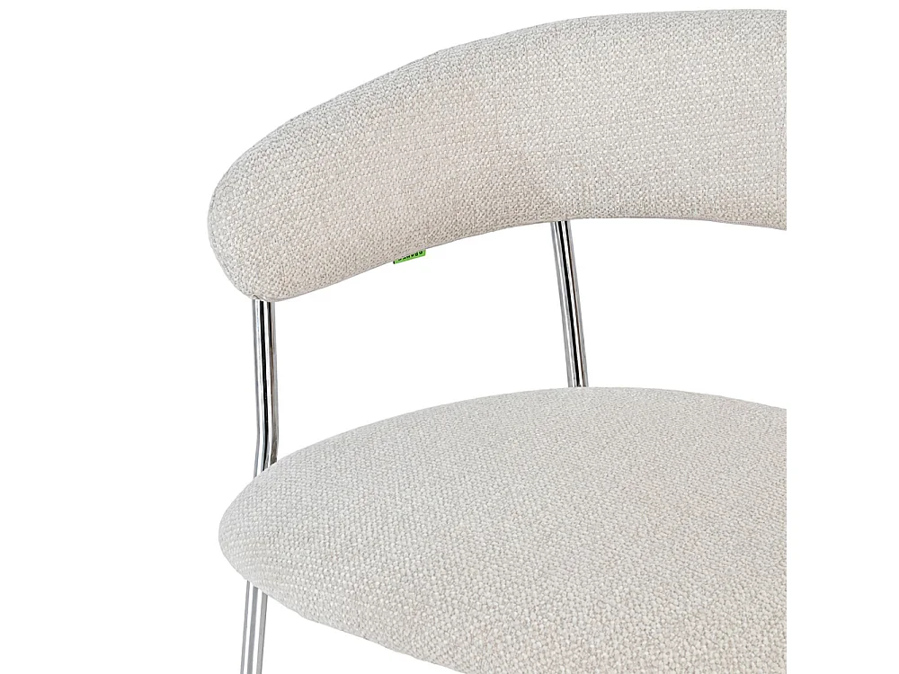 Celesty - Lot de 2 fauteuils de table en tissu pieds chrome - Beige