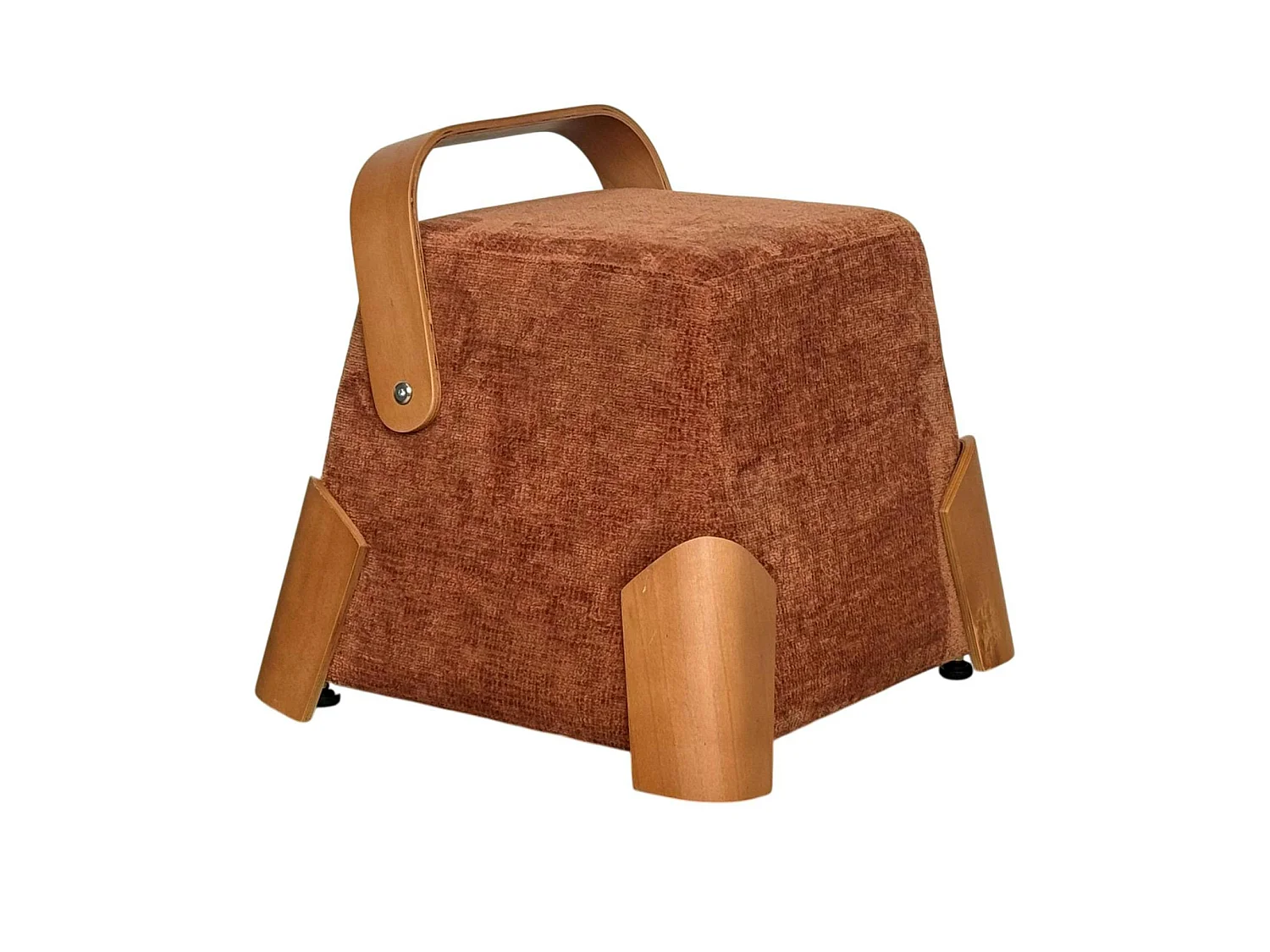 Pouf design terracotta avec poignée en bois IENA
