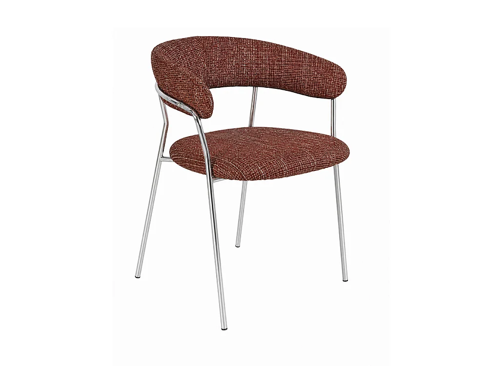 Celesty - Lot de 2 fauteuils de table en tissu pieds chrome - Bordeaux