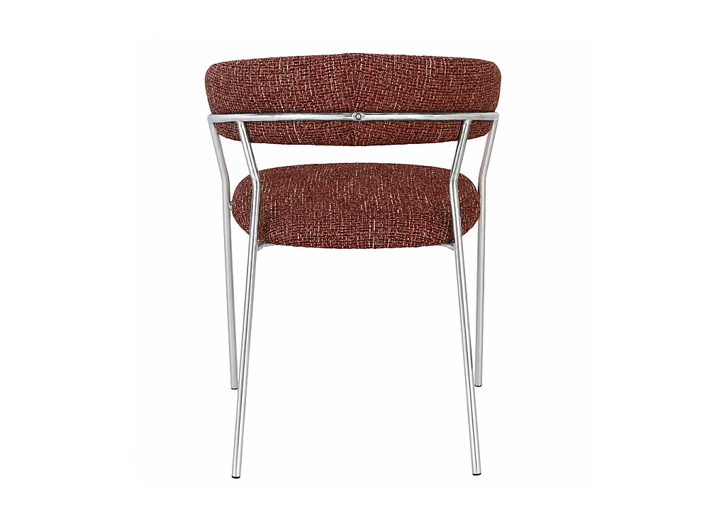 Celesty - Lot de 2 fauteuils de table en tissu pieds chrome - Bordeaux