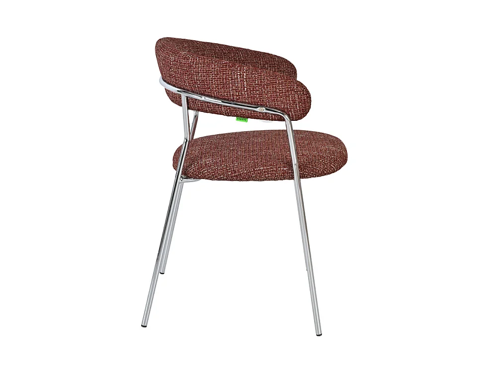 Celesty - Lot de 2 fauteuils de table en tissu pieds chrome - Bordeaux