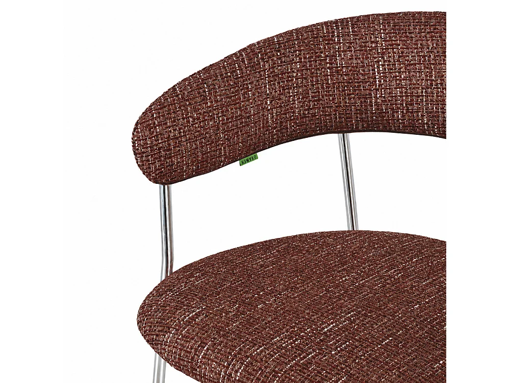 Celesty - Lot de 2 fauteuils de table en tissu pieds chrome - Bordeaux