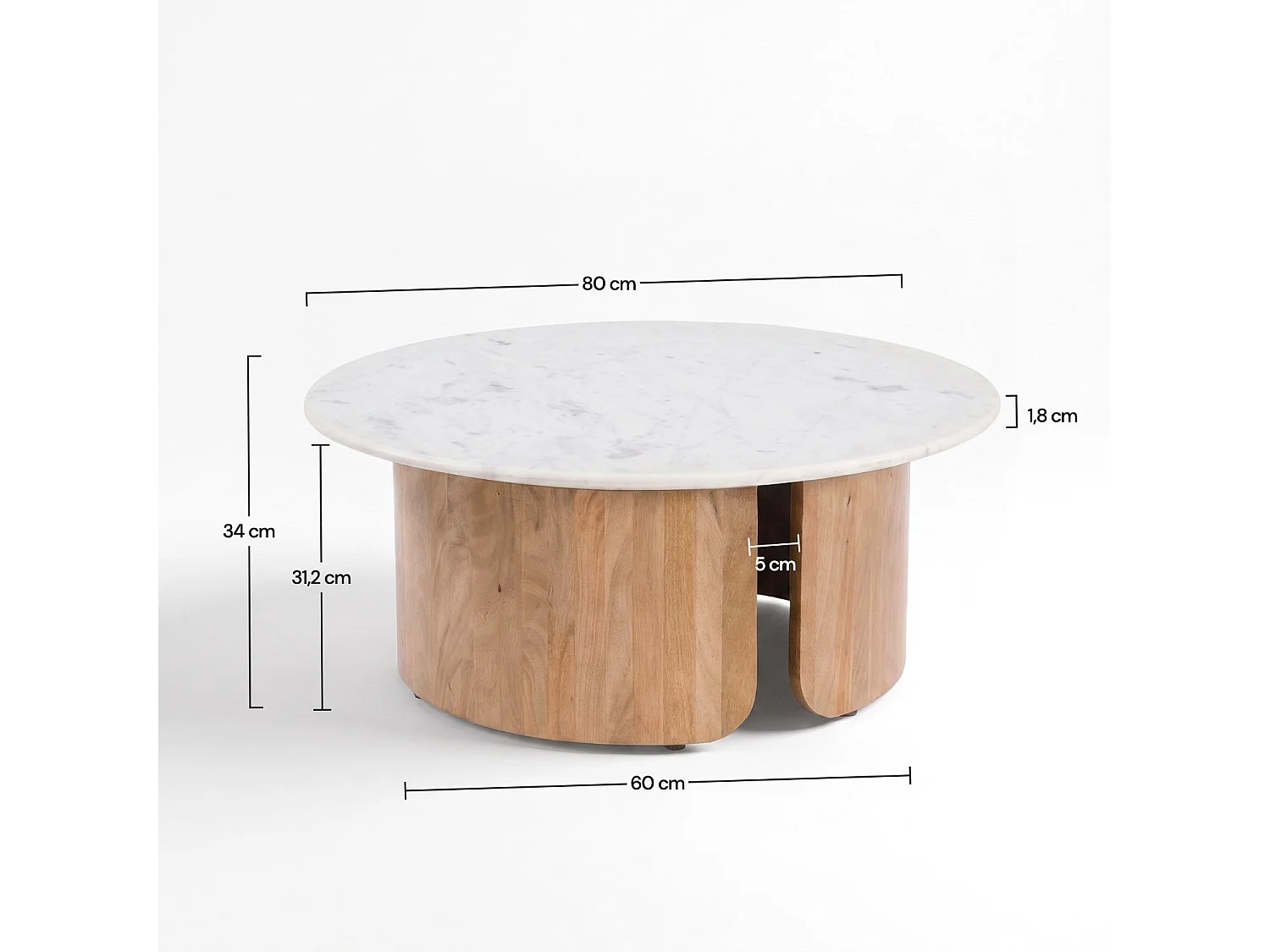 Tavolino da caffè in marmo e legno di mango - Léana