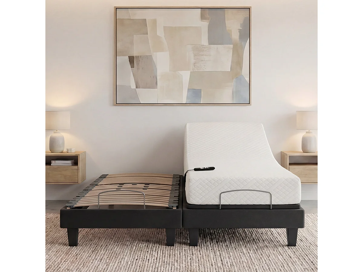 Ensemble Matelas Mémoire de forme ABSOLU avec sommier AMIRAL 2x90x200 cm