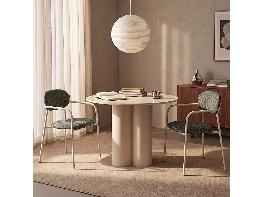 Anatole - Lot de 2 fauteuils de table en tissu pieds métal - Vert