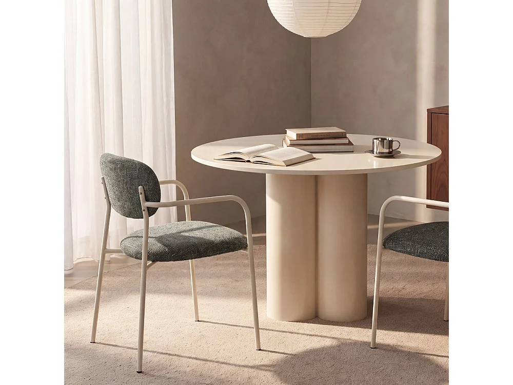 Anatole - Lot de 2 fauteuils de table en tissu pieds métal - Vert