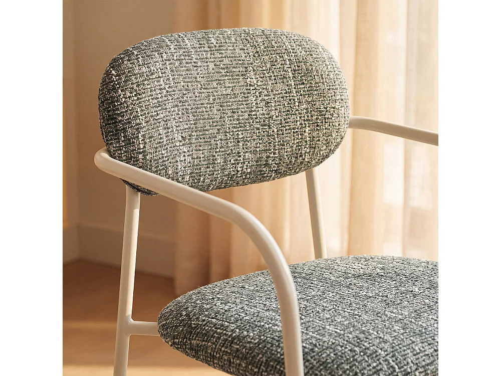 Anatole - Lot de 2 fauteuils de table en tissu pieds métal - Vert