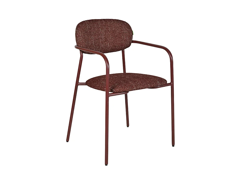 Anatole - Lot de 2 fauteuils de table en tissu pieds métal - Bordeaux