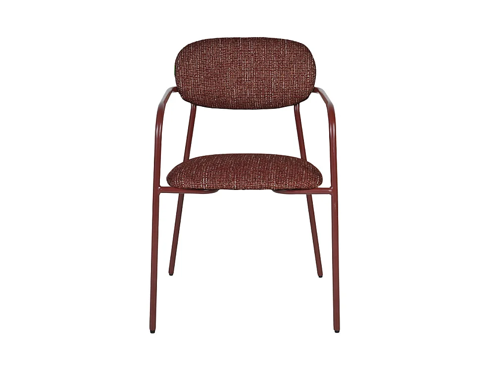 Anatole - Lot de 2 fauteuils de table en tissu pieds métal - Bordeaux