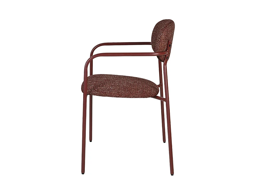 Anatole - Lot de 2 fauteuils de table en tissu pieds métal - Bordeaux