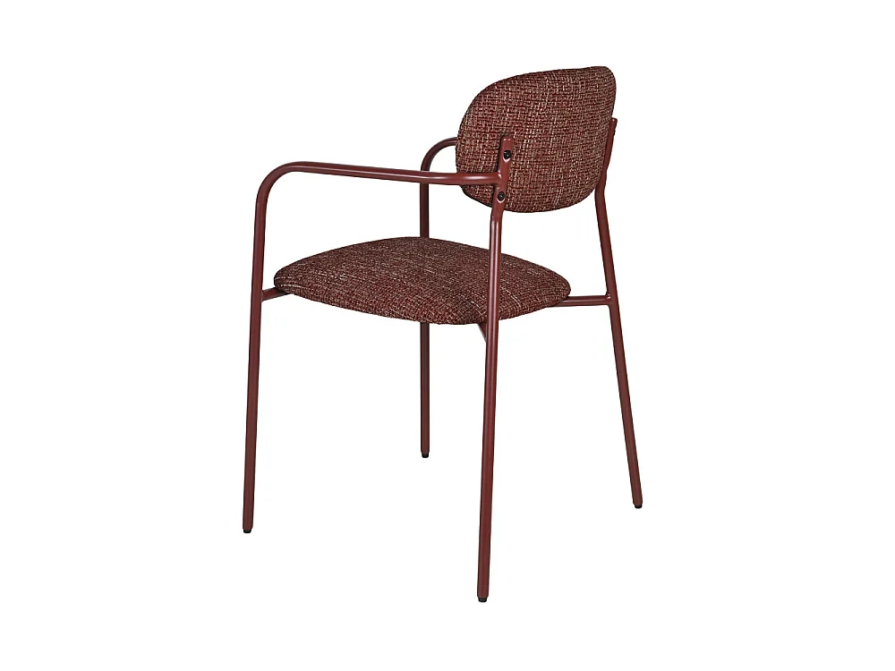 Anatole - Lot de 2 fauteuils de table en tissu pieds métal - Bordeaux