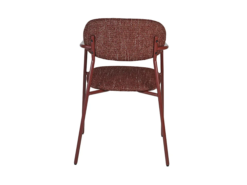 Anatole - Lot de 2 fauteuils de table en tissu pieds métal - Bordeaux
