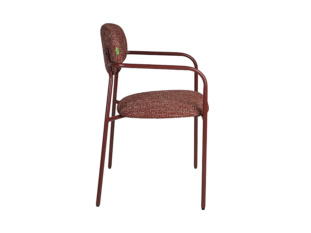 Anatole - Lot de 2 fauteuils de table en tissu pieds métal - Bordeaux