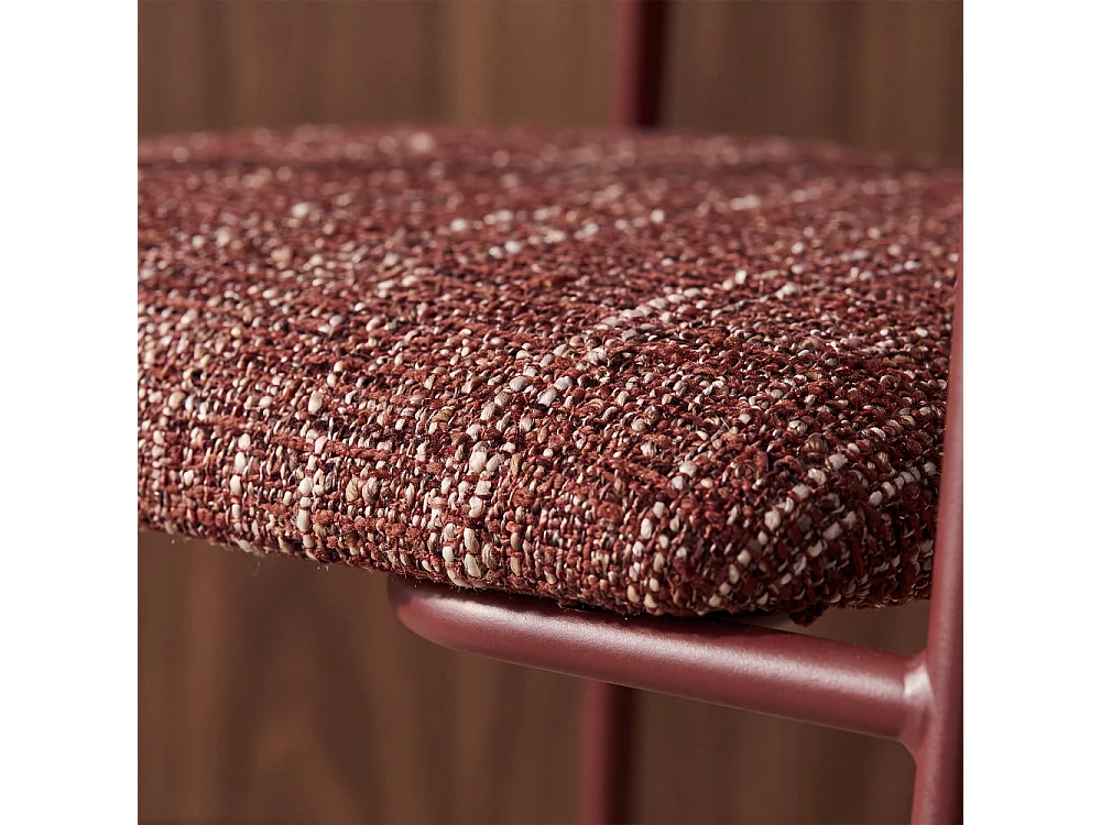 Anatole - Lot de 2 fauteuils de table en tissu pieds métal - Bordeaux