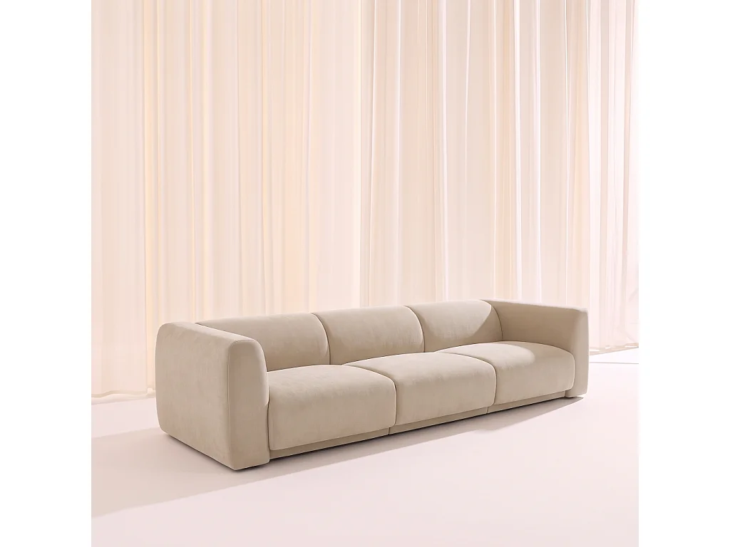 Divano in tessuto, 4 posti, Kosmo, Beige, 314x98x73 cm
