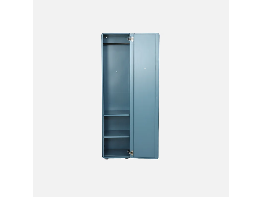 Armoire casier industriel acier 2 étagères 1 penderie bleu - Tribeca