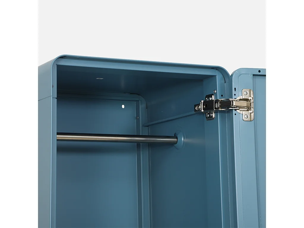 Armoire casier industriel acier 2 étagères 1 penderie bleu - Tribeca