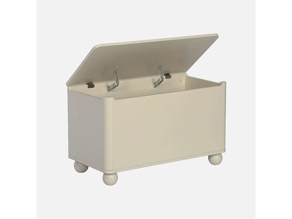 Coffre à jouets enfant décor bois laqué beige - Noushka