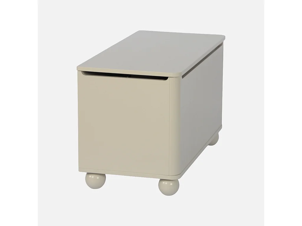 Coffre à jouets enfant décor bois laqué beige - Noushka