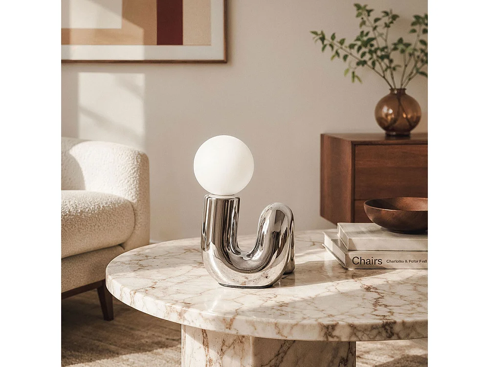 Leonie - Lampe à poser en céramique - Chrome