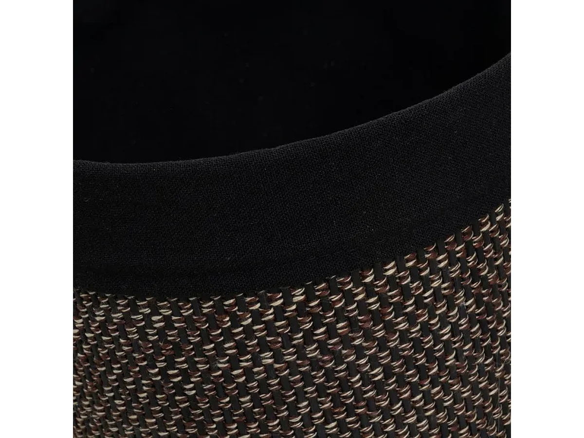 Lot de 4 Paniers de Rangement Ronds en Bambou Tressé et Tissu Noir,Corbeilles Multi-Usages Décoratives