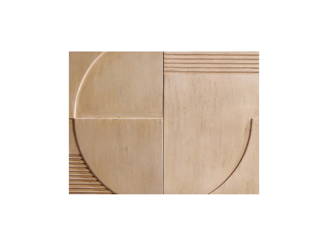 Buffet ORINO 170 cm en bois de manguier marron clair – 4 portes aux façades sculptées