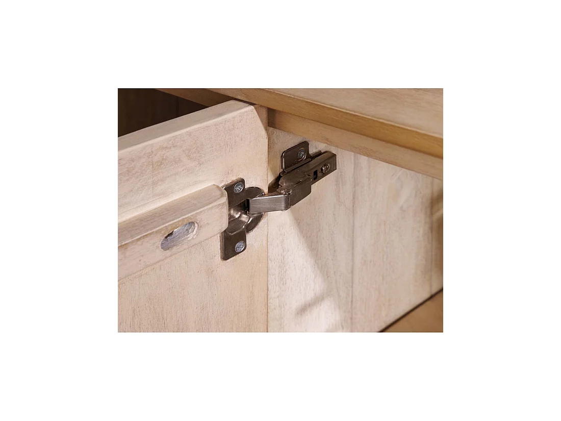 Buffet ORINO 170 cm en bois de manguier marron clair – 4 portes aux façades sculptées