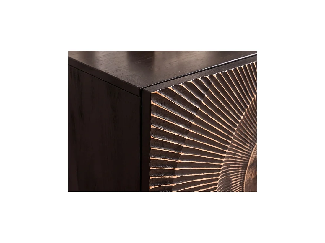 Buffet SOLARIS 100 cm in massief zwart mangohout - 2 deuren - Gouden poten en details