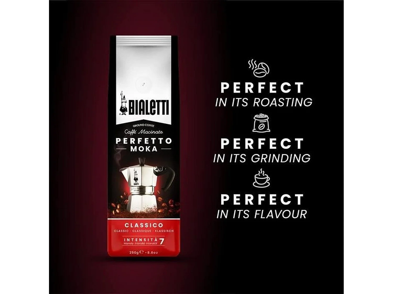 Bialetti Moka Express Italiaanse Koffiemaker 3 Kopjes + 250g Perfetto Moka Set