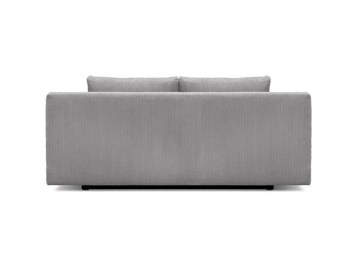 Canapé convertible 3 places MIKA en velours côtelé gris clair avec coffre, 192x93x84 cm