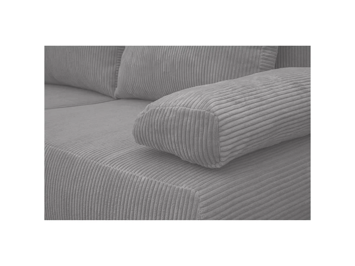 Canapé convertible 3 places MIKA en velours côtelé gris clair avec coffre, 192x93x84 cm