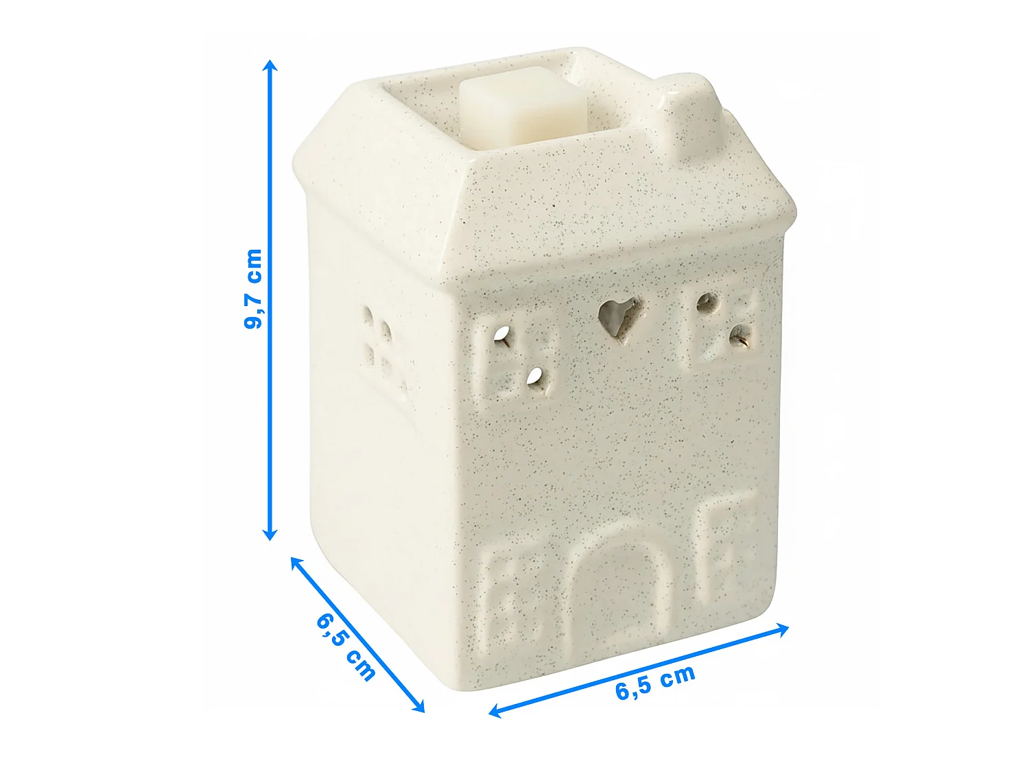 Brûle-parfum maison décoratif en dolomite blanc 6,5x6,5x9,7 cm