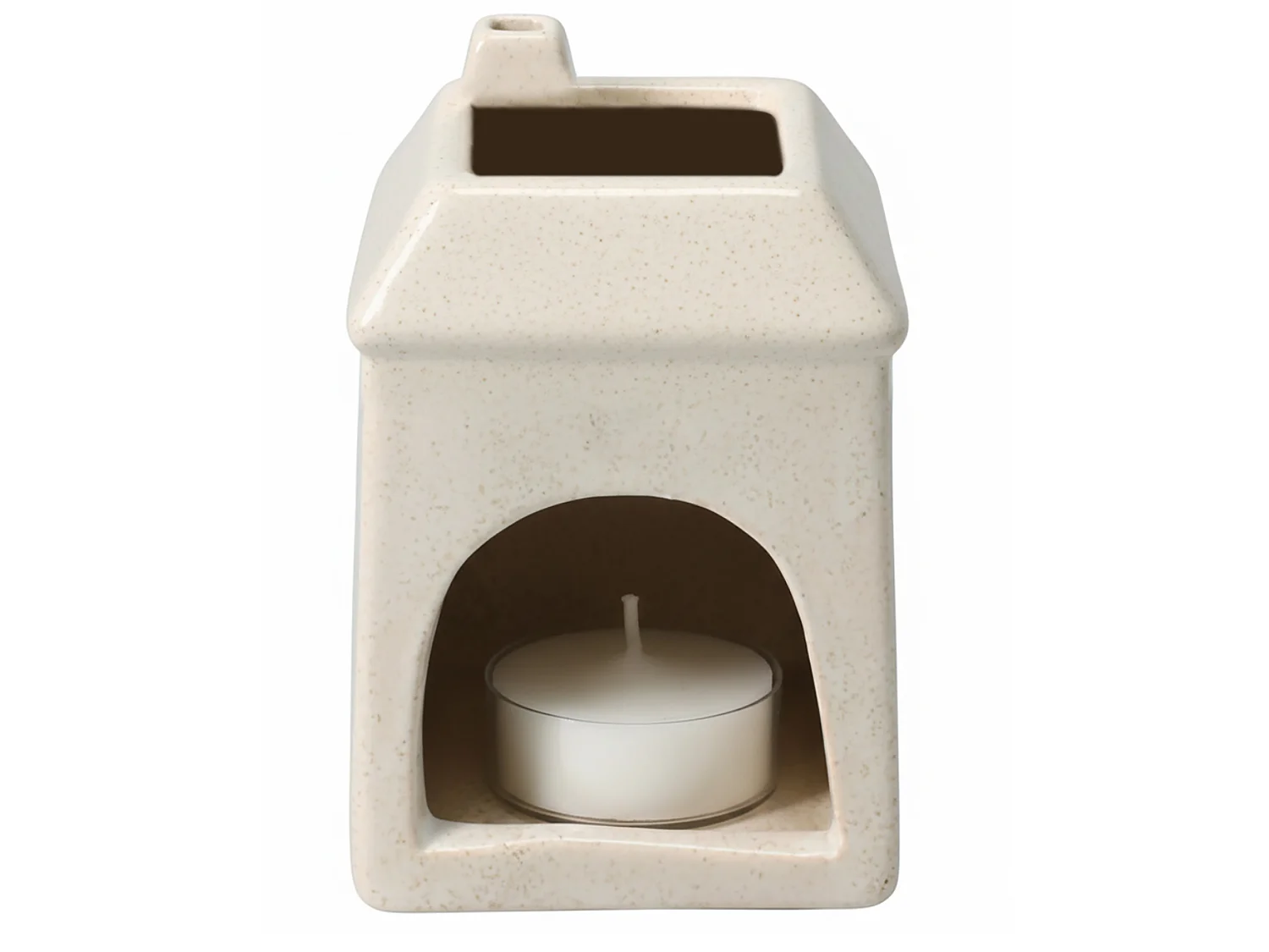 Brûle-parfum maison décoratif en dolomite blanc 6,5x6,5x9,7 cm