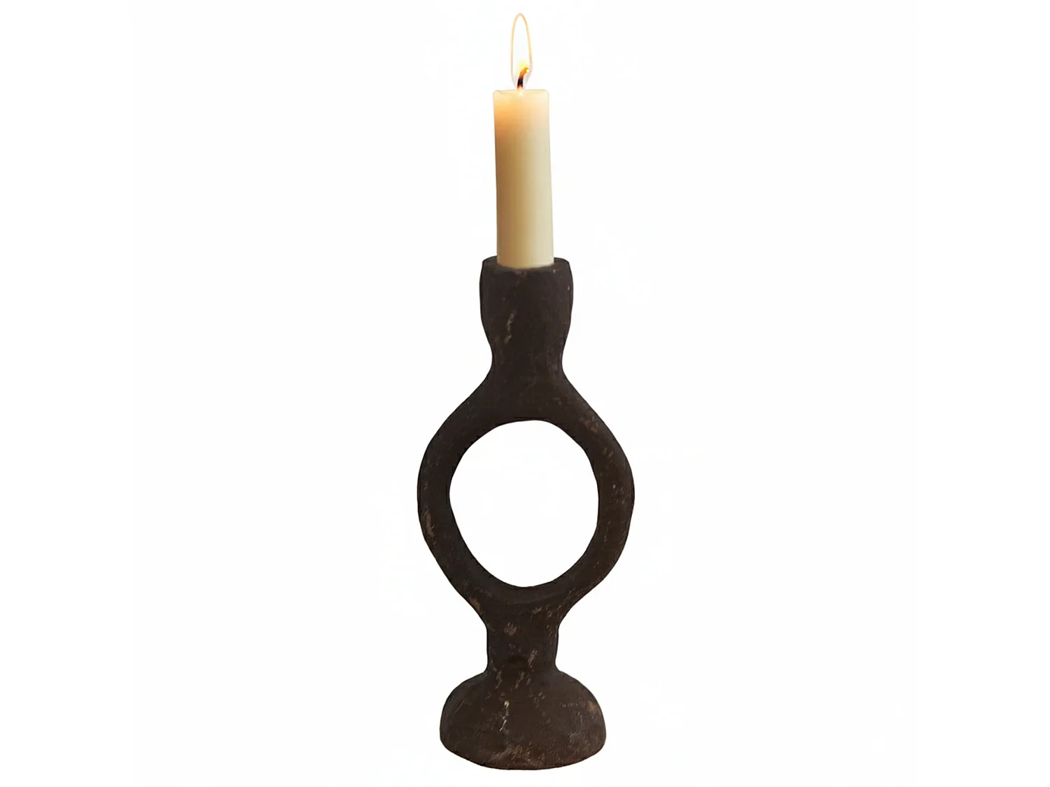 Chandelier pour bougie en métal industriel, aluminium brun foncé, 90x70x210 mm