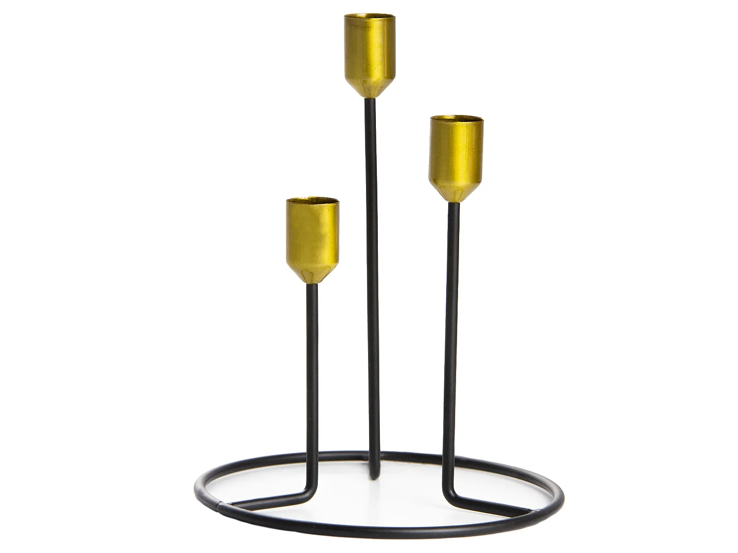 Portacandele da tavolo a 3 candele in metallo oro nero 20,5 cm
