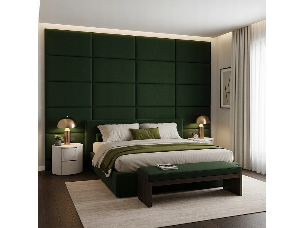 Panneau mural rembourré rectangulaire Smart Velvet velours vert 30x50 cm