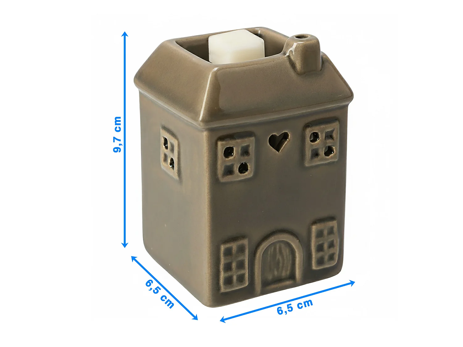 Brûle-parfum maison décoratif en dolomite blanc 6,5x6,5x9,7 cm